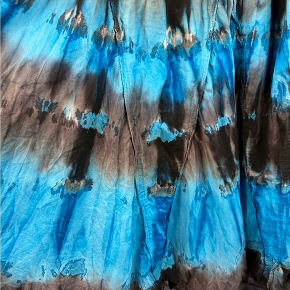 Bellissima skirt ruffle frilly tie dye Vibrant Blue and Brown A-Line Skirt - Picture 7 of 12